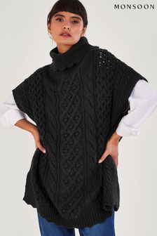 Monsoon Black Knit Tabard Poncho (Q66960) | €25