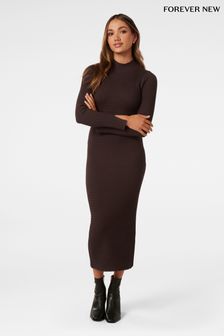 Forever New Brown Georgia Petite Textured Knit Dress (Q67035) | $151