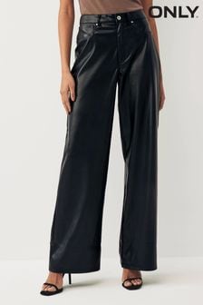 Only Wide Leg  Faux Leather Trousers (Q67066) | kr810
