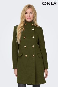 ONLY Olive Green Tailored Military Button Detail Coat (Q67068) | SGD 174