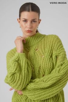 VERO MODA Green Chunky Cable Knit High Neck Knit Jumper (Q67069) | €64
