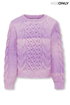 Mov - Pulover tricotat comod cu torsade pentru copii Only (Q67070) | 155 LEI