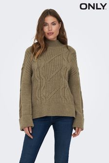 ONLY Long Sleeve High Neck Chunky Cosy Cable Knitted Jumper