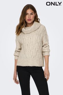ONLY Long Sleeve High Neck Chunky Cosy Cable Knitted Jumper