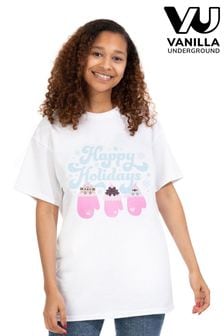 Weiss/Pusheen - Vanilla Underground Weihnachts-T-Shirt für Damen (Q67121) | 33 €