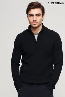 黑色 - Superdry美麗諾羊毛半拉鍊套衫 (Q67143) | NT$2,790