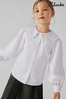 Clarks White Long Sleeve Collared Girls School Shirt (Q67158) | OMR6 - OMR8