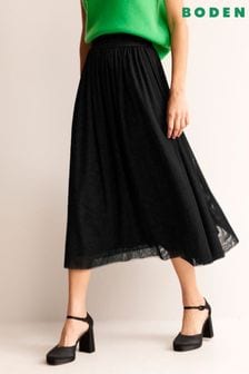 Boden Black Tulle Full Midi Skirt (Q67218) | CA$243