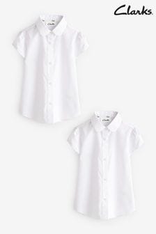 Clarks White Short Sleeve Girls School Shirts 2 Pack (Q67297) | €19 - €27