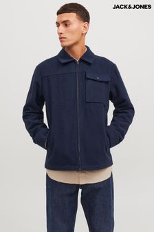 JACK & JONES Blue Wool Zip Up Shacket (Q67307) | $154