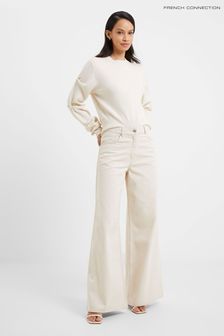 French Connection Denver Denim Relaxed Wide Leg Nude Trousers