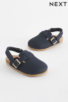 Navy Leather Slip-On Clog Mules (Q67496) | AED87 - AED106