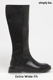 Simply Be Extra Wide Fit Curvy Calf Classic Stretch Back Knee High Boots (Q67564) | 292 LEI