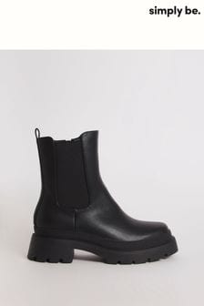 Simply Be Black Chunky Chelsea Ankle Boot In Wide Fit (Q67576) | 287 SAR