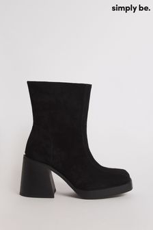 Simply Be Suede Wide Fit Platform Classic Ankle Leather Boots (Q67595) | 412 LEI