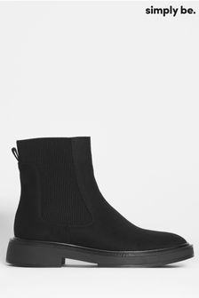 Simply Be Black Regular/Wide Fit Ankle Classic Flat Chelsea Boots (Q67612) | $40