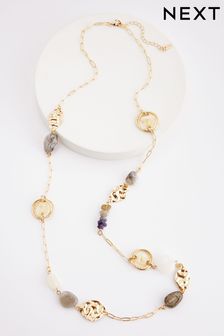Blue/Gold Tone Long Necklace (Q67708) | $25