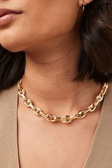 Gold Tone Chain Link Choker Necklace (Q67726) | SGD 24
