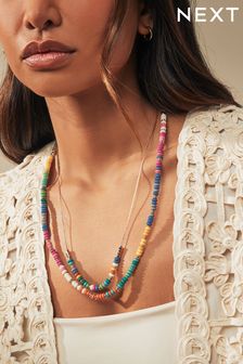 mehrfarbig - Zweireihige lange Halskette mit Perlen (Q67731) | 27 €