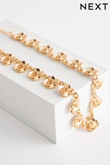 Gold Tone Floral Short Necklace (Q67761) | 63 QAR