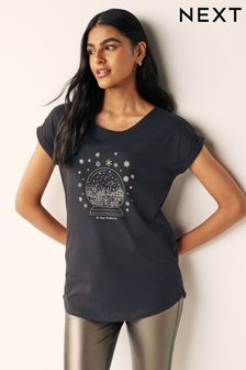 Black Christmas Snowglobe Graphic T-Shirt (Q67767) | €8.50