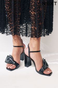 Black Forever Comfort Bow Block Heel Sandals (Q67818) | €49.50