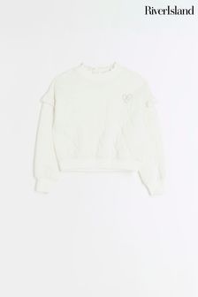 River Island Cream Girls Quilted Sweat Top (Q67901) | €9