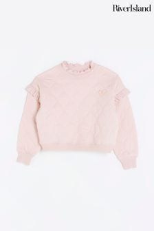 River Island Pink Girls Quilted Sweat Top (Q67910) | €10