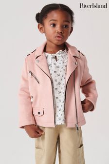 River Island Pink Mini Girls Suedette Biker Jacket (Q67914) | €37