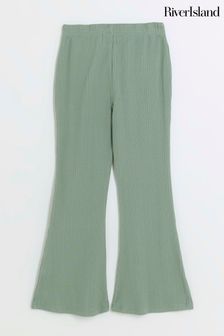 River Island Green Girls Ribbed Kickflare Trousers (Q67933) | AED68