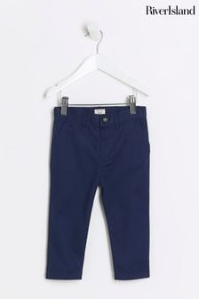 River Island Navy Blue Mini Boys Stretch Chino Trousers (Q67941) | €16