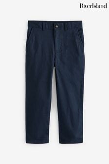 River Island Blue Chrome Mini Boys Stretch Chino Trousers (Q67952) | €21 - €29