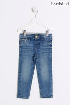 River Island Blue Girls Mid Wash Skinny Jeans (Q67962) | Kč595