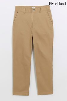 River Island Brown Chrome Mini Boys Stretch Chino Trousers (Q67971) | AED91 - AED125