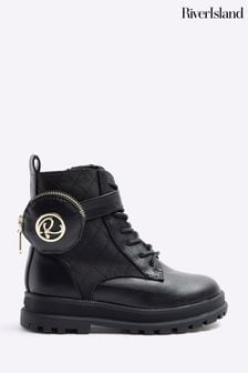 River Island Black Girls Nylon Pocket Boots (Q67985) | €55