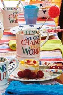 Emma Bridgewater Cream Rainbow toast change the world 1/2 Pint Mug