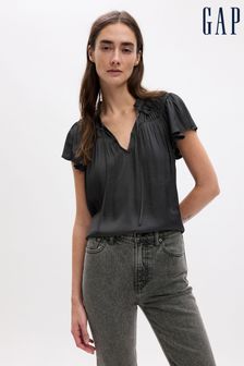 Серый - Gap блузка с короткими рукавами и оборками (Q68087) | €62