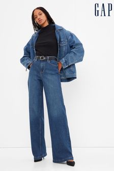 Azul lavado oscuro - Gap Alto Waisted Wide Leg Jeans (Q68104) | 78 €