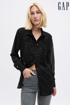 Черный - Gap рубашка в стиле бойфренда с длинными рукавами и бусинами (Q68145) | €76