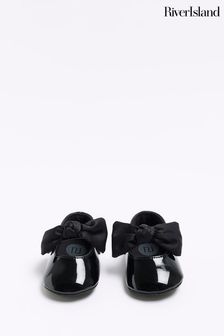 River Island Black Baby Girls Bow Shoes (Q68219) | €7.50