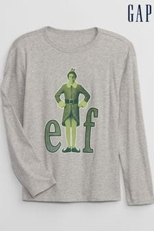 Gap Grey Elf Graphic Crew Neck Long Sleeve T-Shirt (Q68310) | €10.50