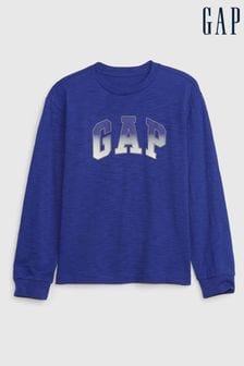 Bleu - T-shirt Gap Arch à logo et manches longues à col ras du cou (4-13 ans) (Q68346) | €16