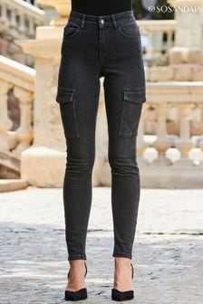 Sosandar黑色窄腳工裝牛仔褲 (Q68369) | NT$2,570