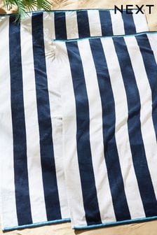 Blue Reversible Stripe XL Beach Towel (Q68381) | $29