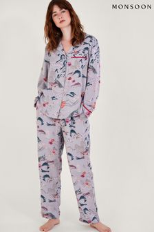 Monsoon Bianca Gemustertes Pyjama-Set, Violett (Q68518) | 46 €