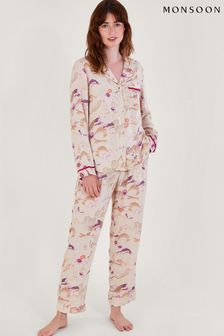 Monsoon Bianca Pyjama-Set mit Druckmuster, Nude (Q68521) | 45 €
