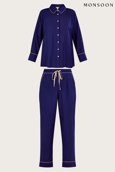 Niebieska piżama Monsoon Prue z haftem z motywem pawia (Q68560) | 217 zł