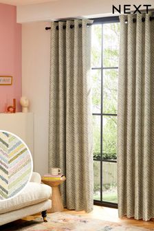 Multicolour Chevron Jacquard Eyelet Lined Curtains (Q68802) | 127 € - 261 €