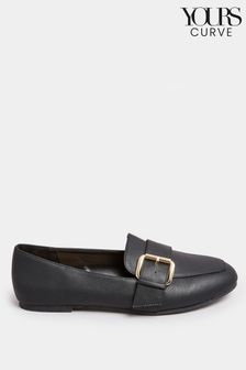 Yours Curve Black Extra-Wide Fit PU Buckle Loafers (Q68834) | 85 zł