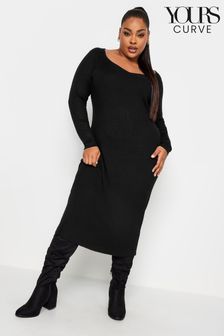 Yours Curve Black Sweetheart Neck Dress (Q68955) | kr493